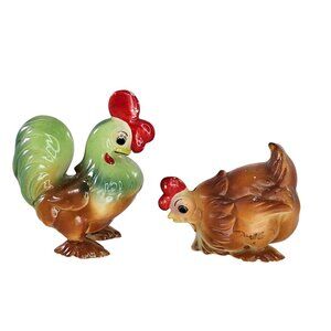 Vintage Josef Originals Miniature Hen Rooster Japan 1970s Chicken Farm *Chipped*